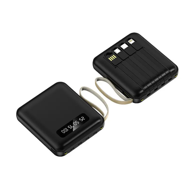 Compact Powerbank with Built-In Cables (10000mAh) 1